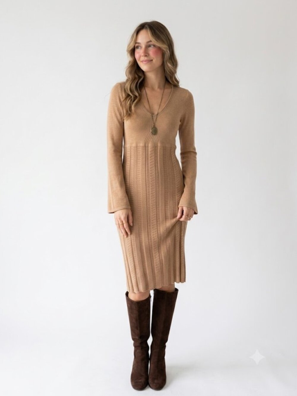 Soft Romantic Midi Dress | Feminine Minimal | Effortless & Cozy | S